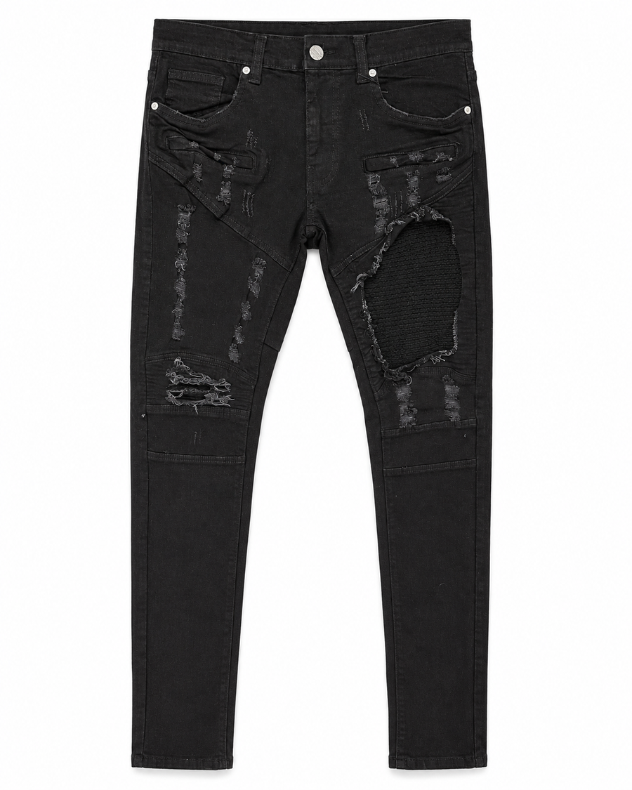 MEN'S MOTORCROSS SLIM DENIM JEAN - JET BLK