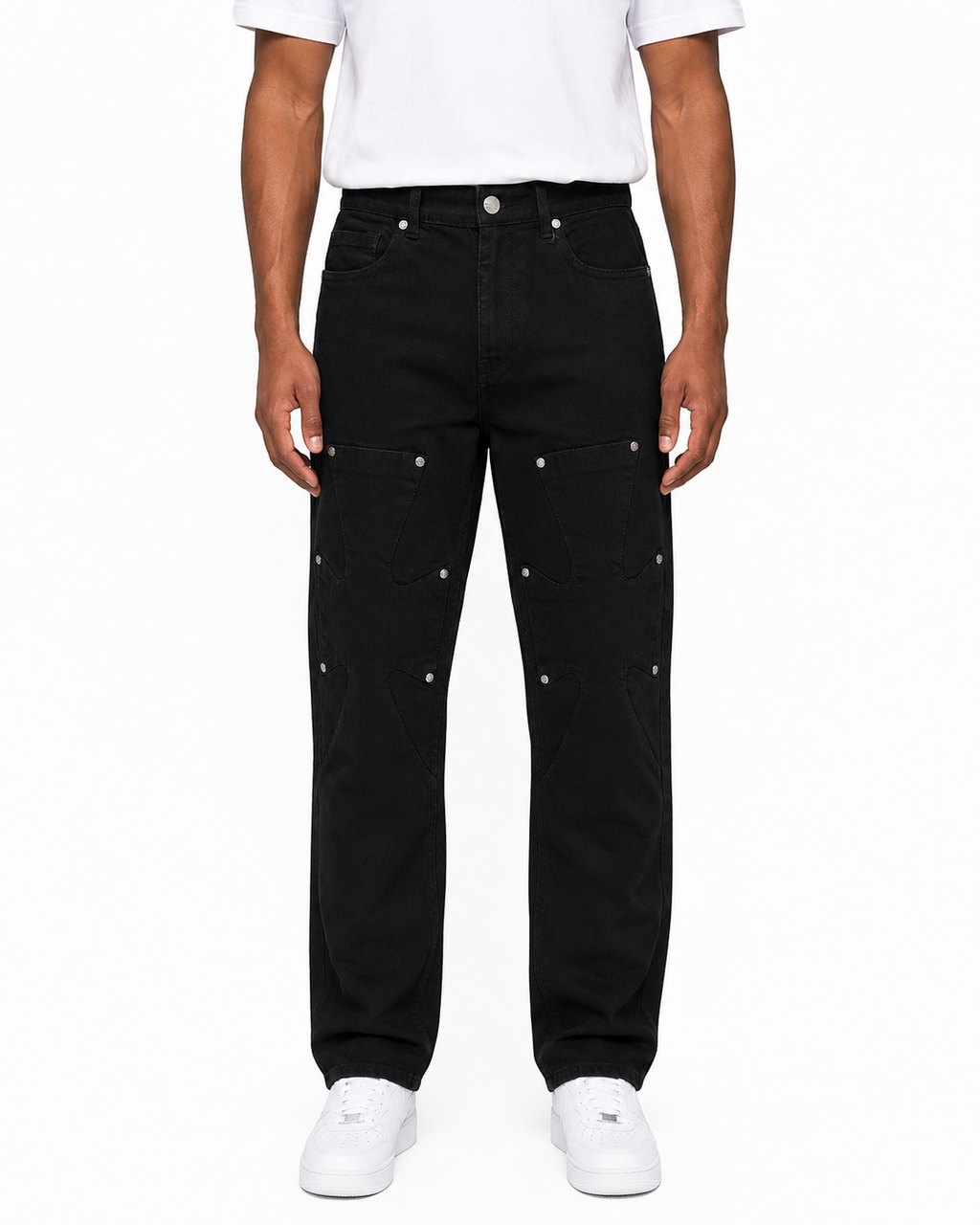 FWRD DENIM CROSS-PANEL STRAIGHT-LEG JEANS – Jet Black
