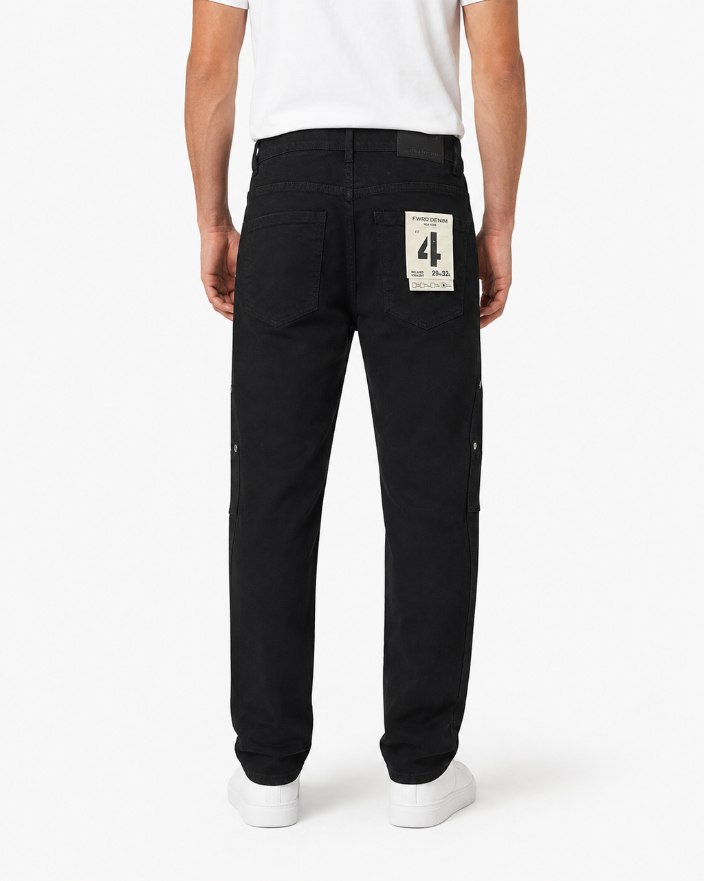 FWRD DENIM CROSS-PANEL STRAIGHT-LEG JEANS – Jet Black