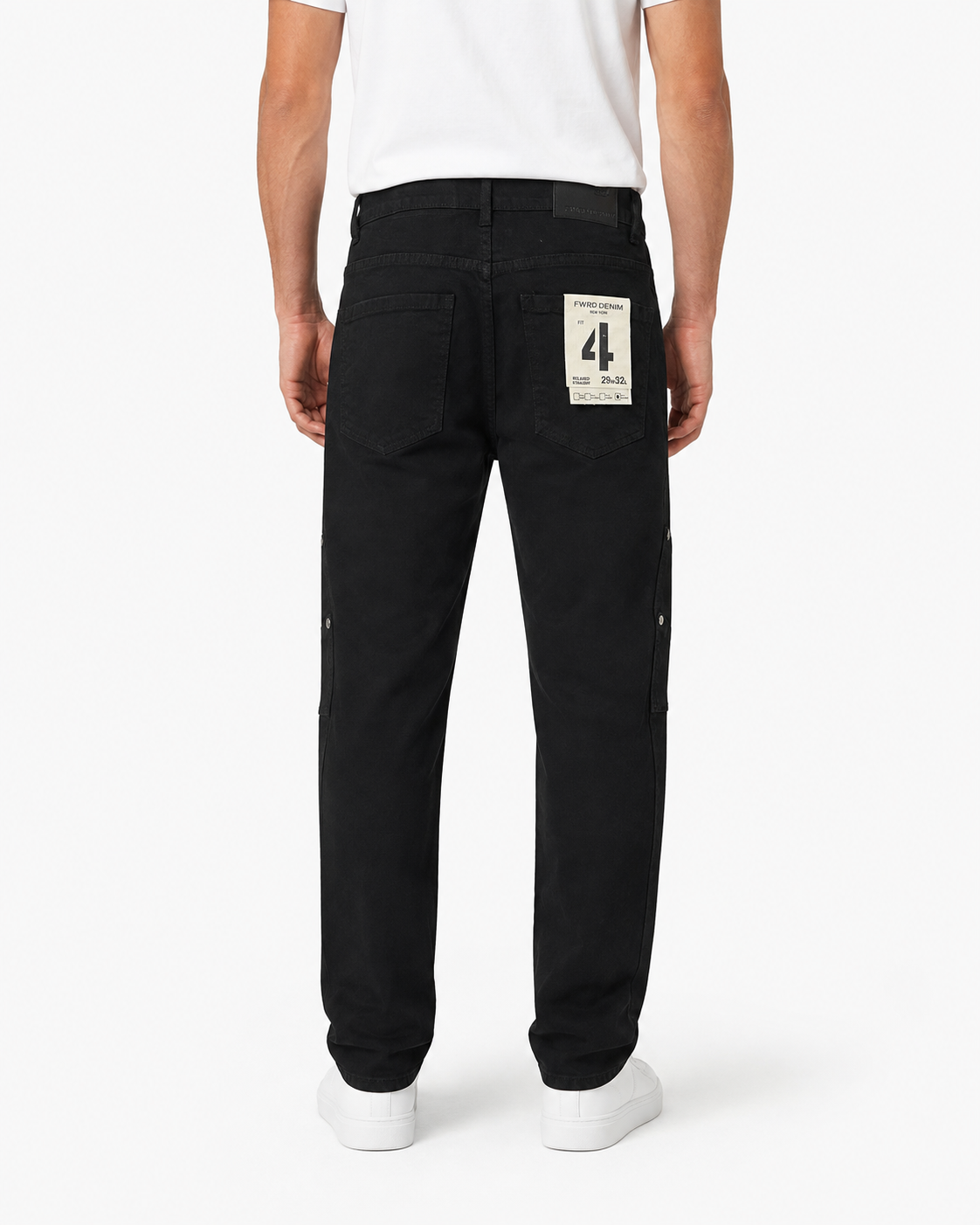 FWRD DENIM CROSS-PANEL STRAIGHT-LEG JEANS – Jet Black