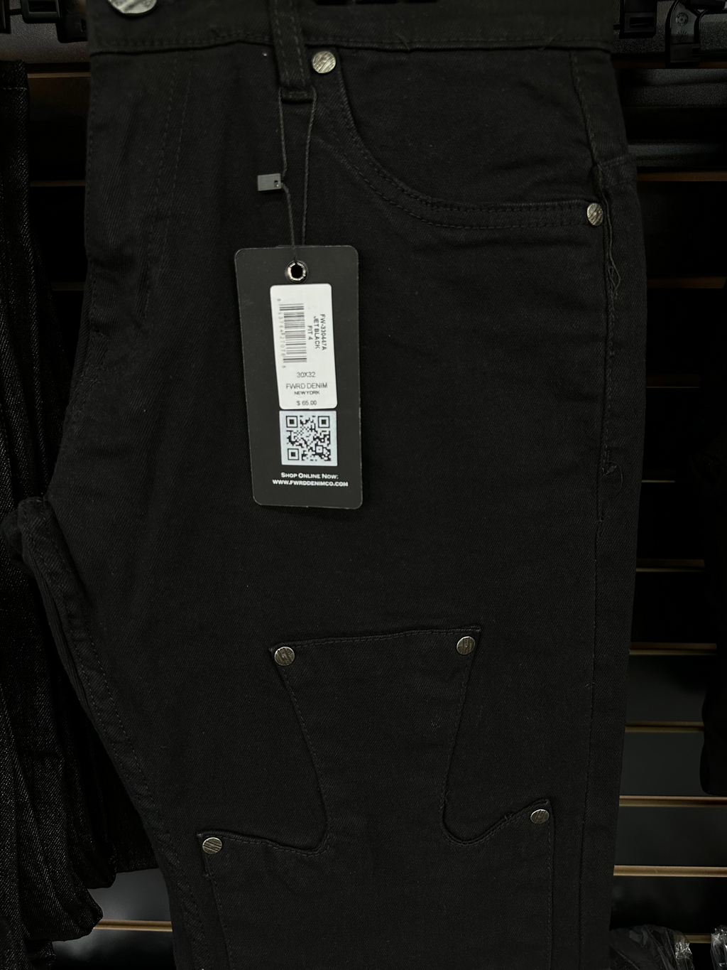 FWRD DENIM CROSS-PANEL STRAIGHT-LEG JEANS – Jet Black
