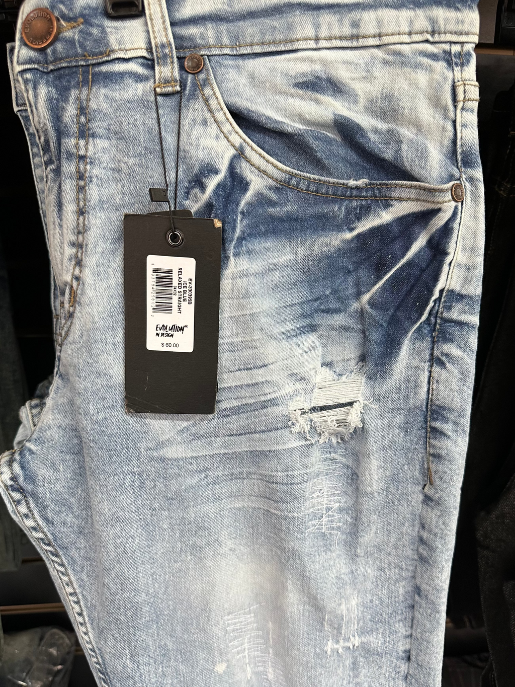 MEN'S CLASSIC BLEACHED SLIM STRAIGHT DENIM PANT COLLECTION - ICE BLUE