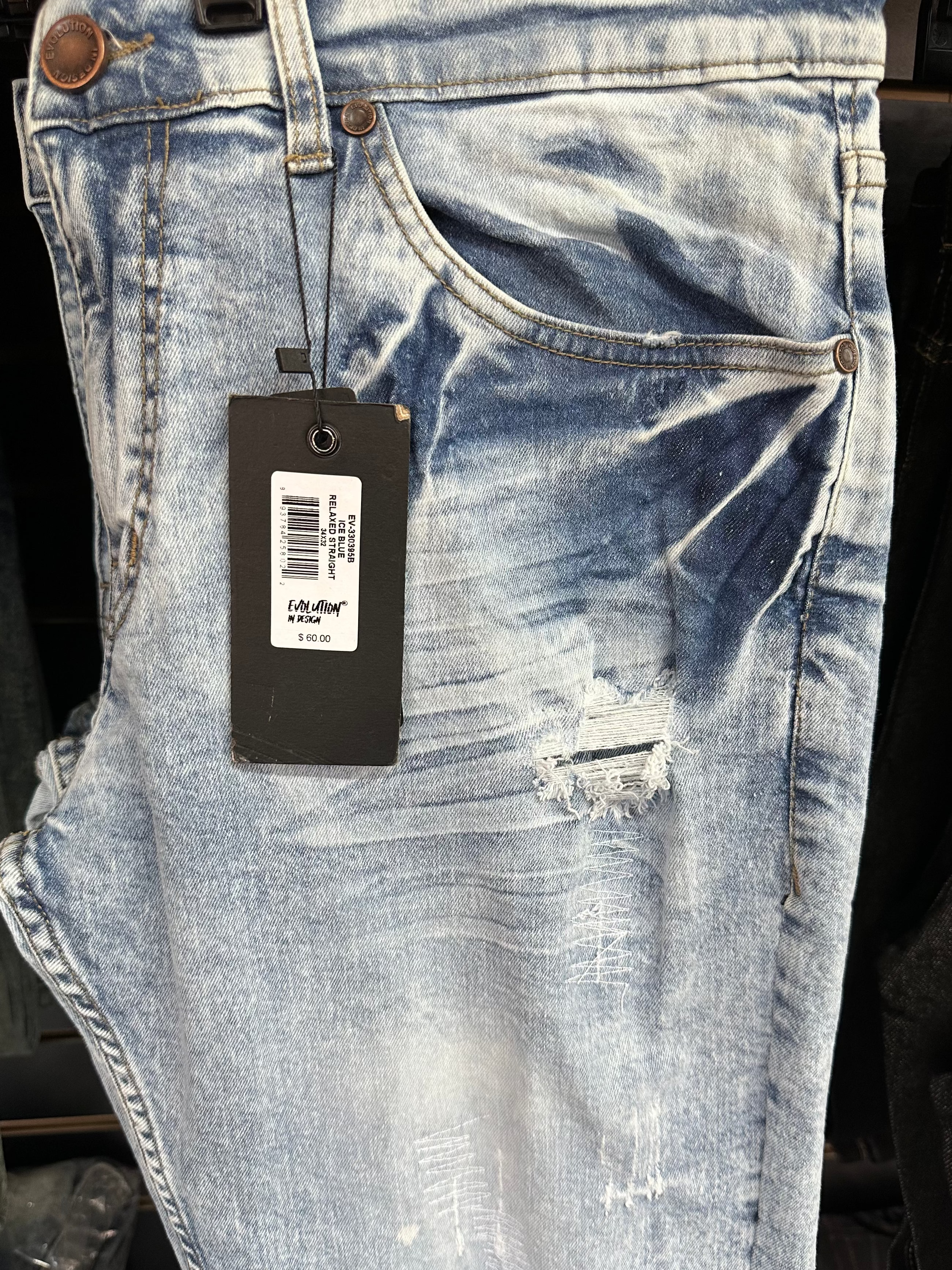 MEN'S CLASSIC BLEACHED SLIM STRAIGHT DENIM PANT COLLECTION - ICE BLUE