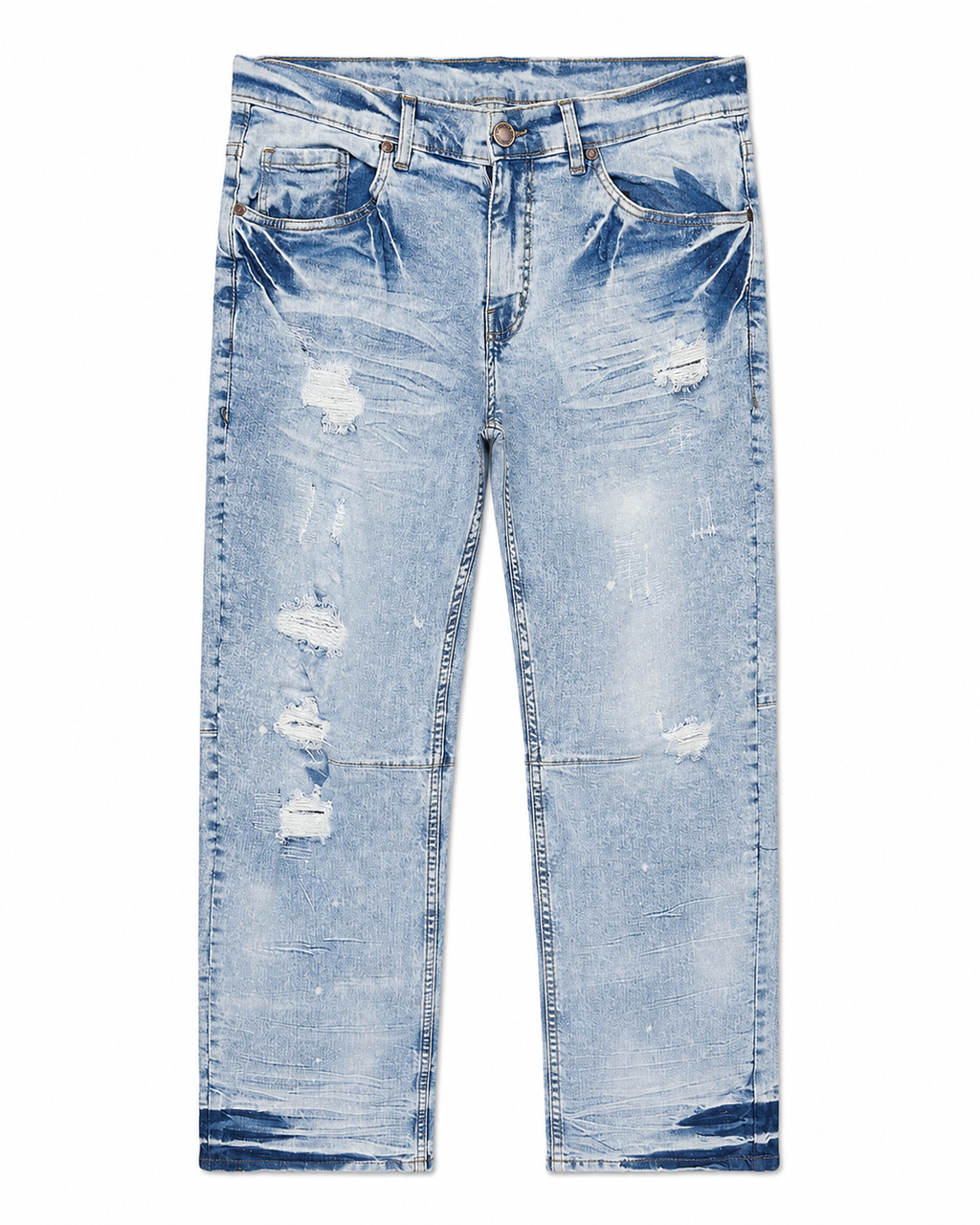 MEN'S CLASSIC BLEACHED SLIM STRAIGHT DENIM PANT COLLECTION - ICE BLUE