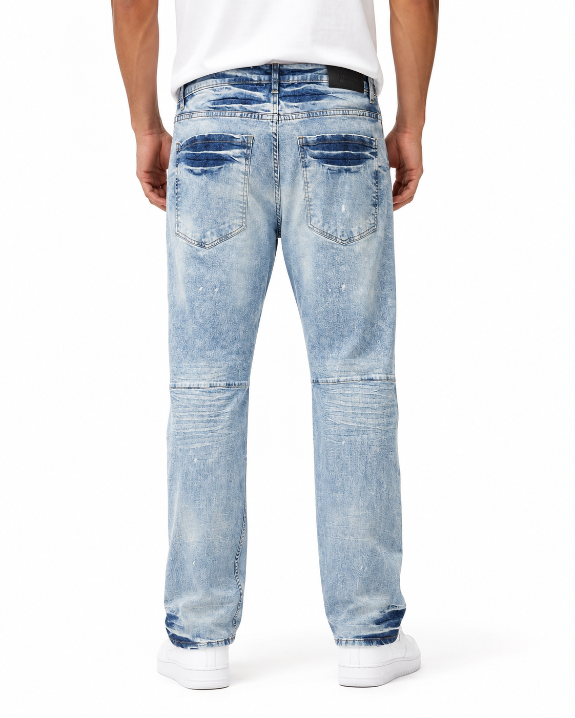 MEN'S CLASSIC BLEACHED SLIM STRAIGHT DENIM PANT COLLECTION - ICE BLUE