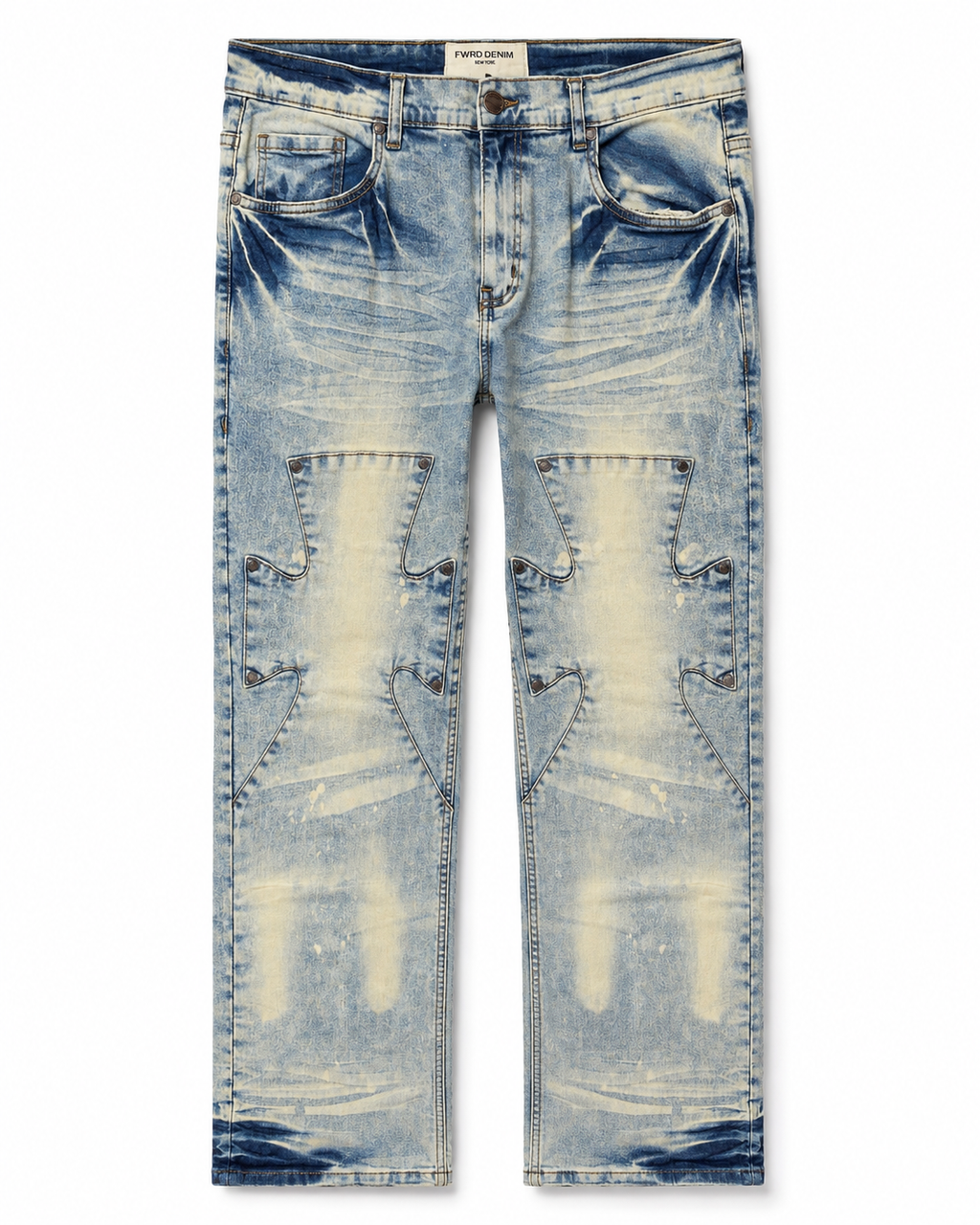 FWRD DENIM Cross-Panel Straight-Leg Jeans – Light Tint