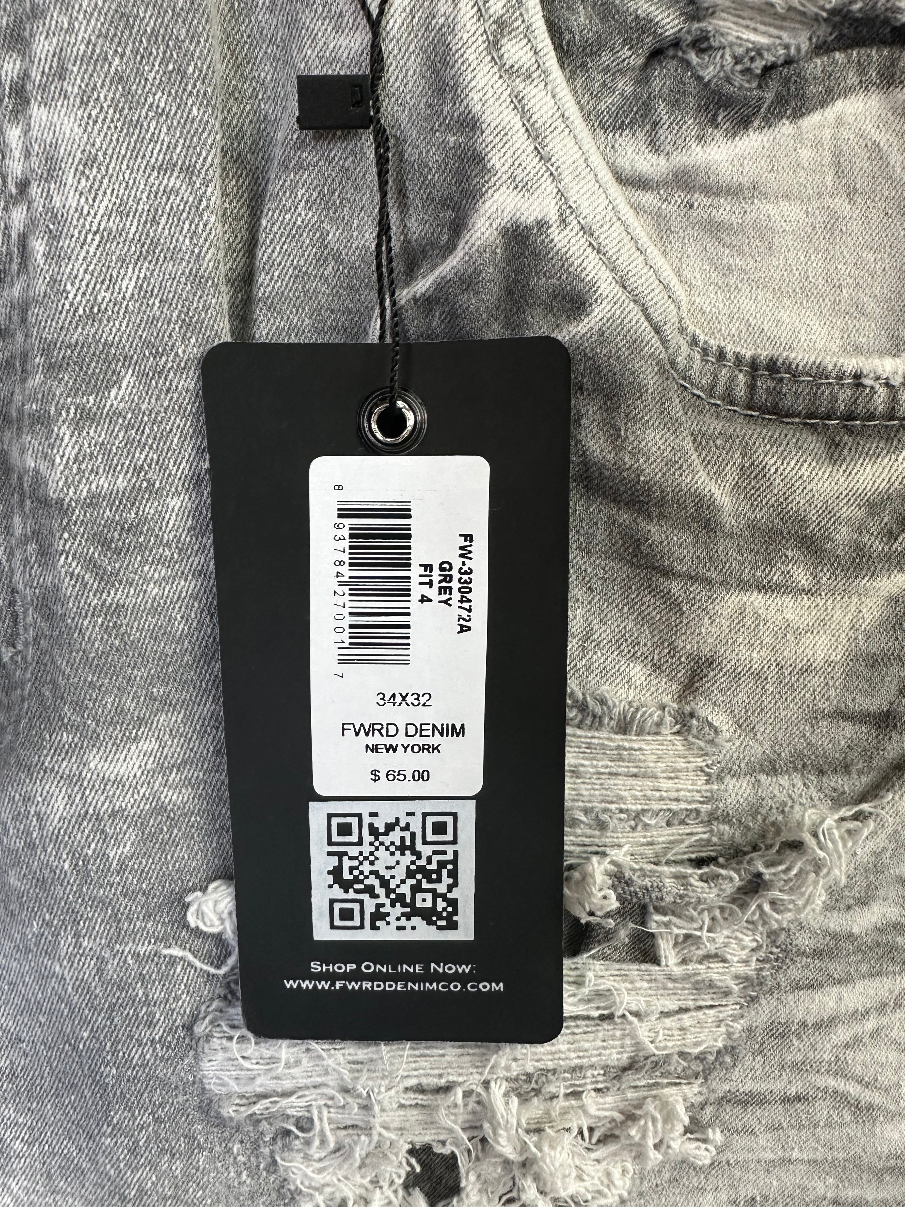 MEN'S CHOPPED RELAXED STRAIGHT DENIM PANT - GREY