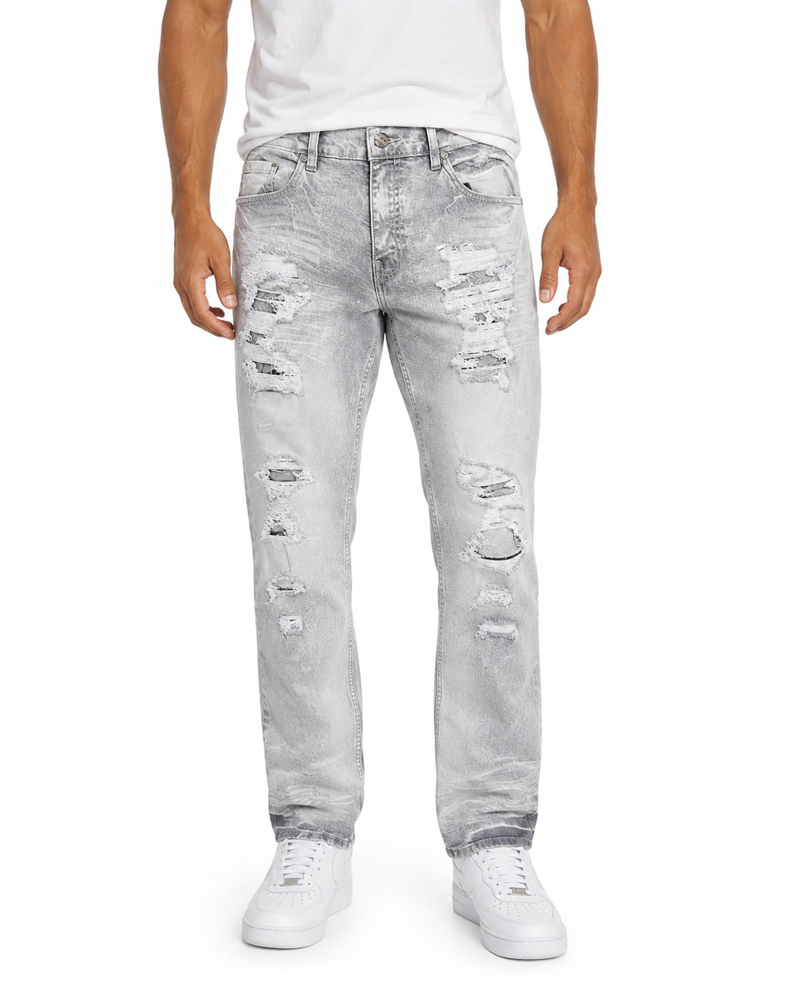 MEN'S CHOPPED RELAXED STRAIGHT DENIM PANT - GREY