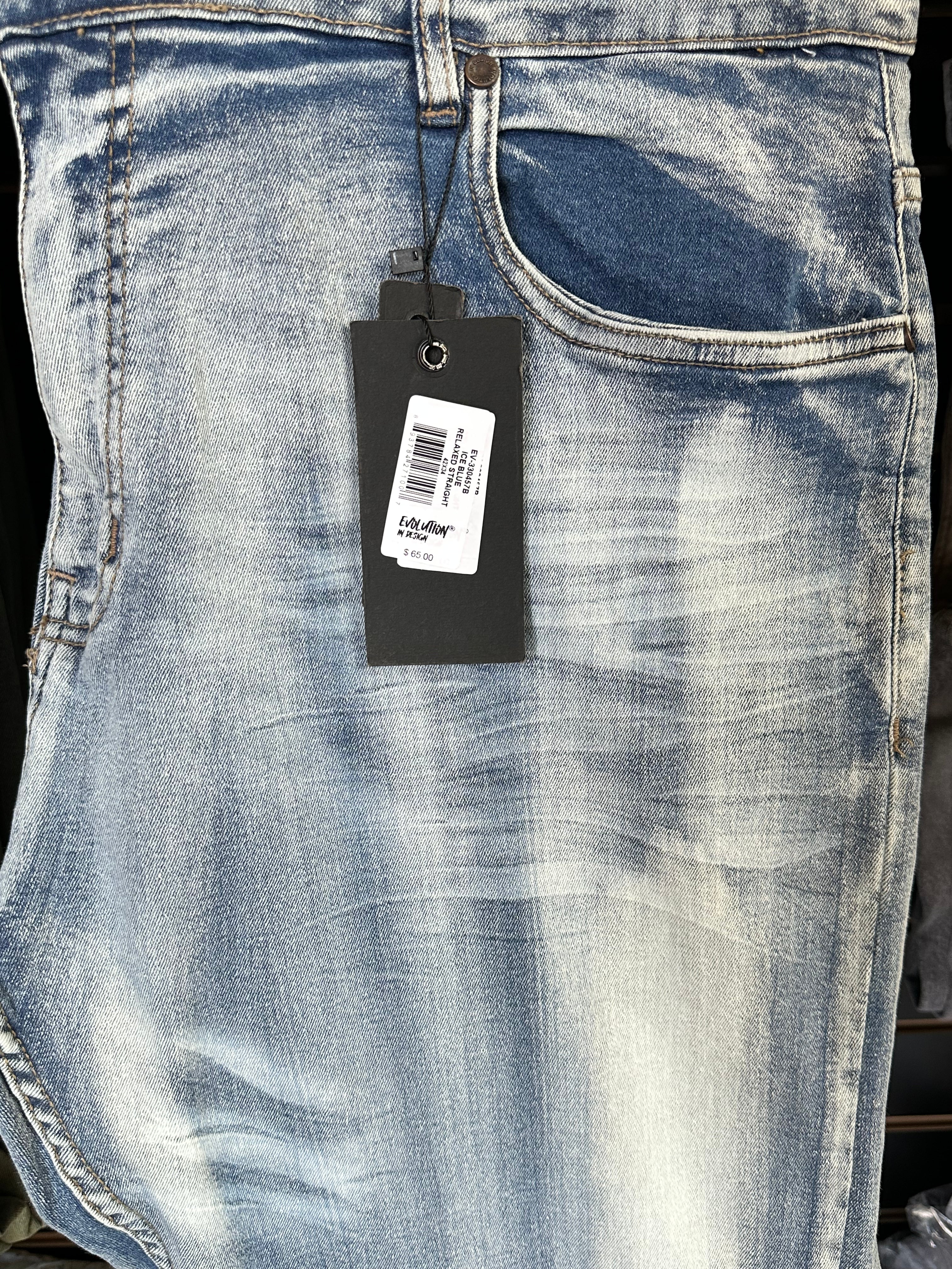 MEN'S FADED STRAIGHT DENIM PANT COLLECTION - ICE BLUE