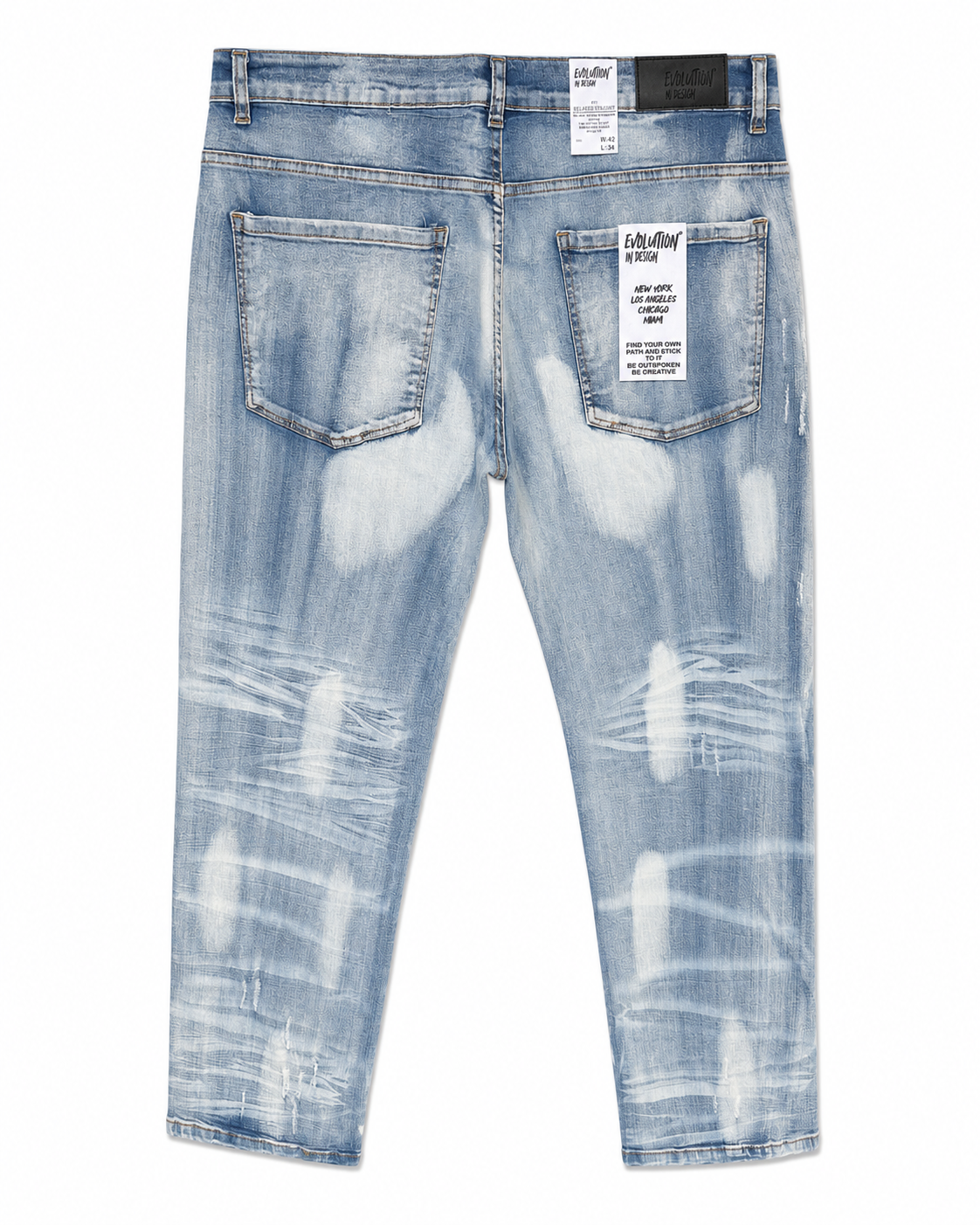 MEN'S FADED STRAIGHT DENIM PANT COLLECTION - ICE BLUE