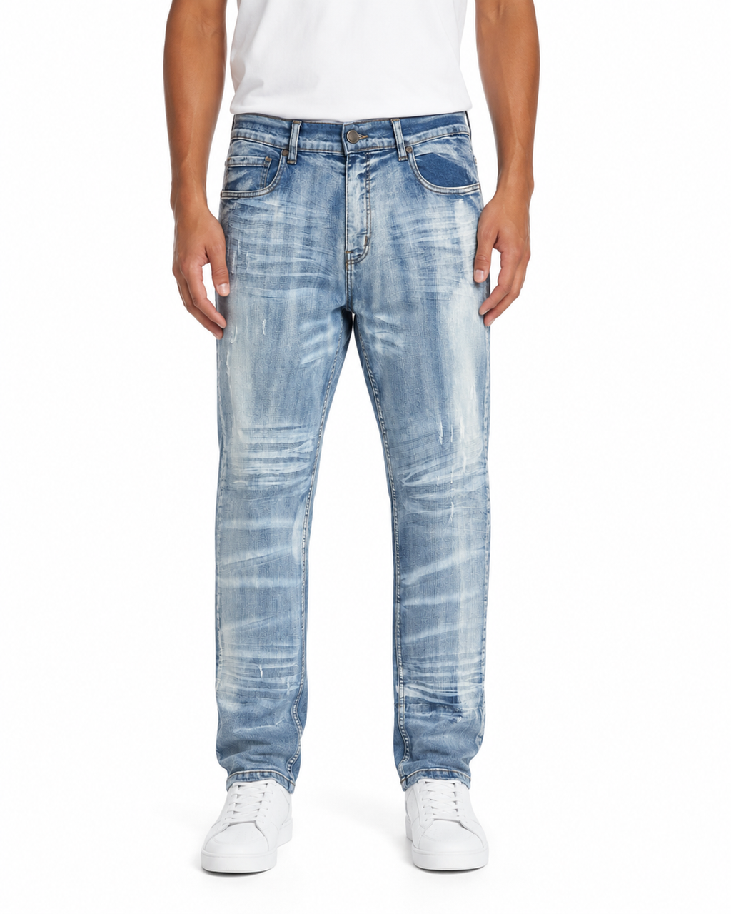 MEN'S FADED STRAIGHT DENIM PANT COLLECTION - ICE BLUE