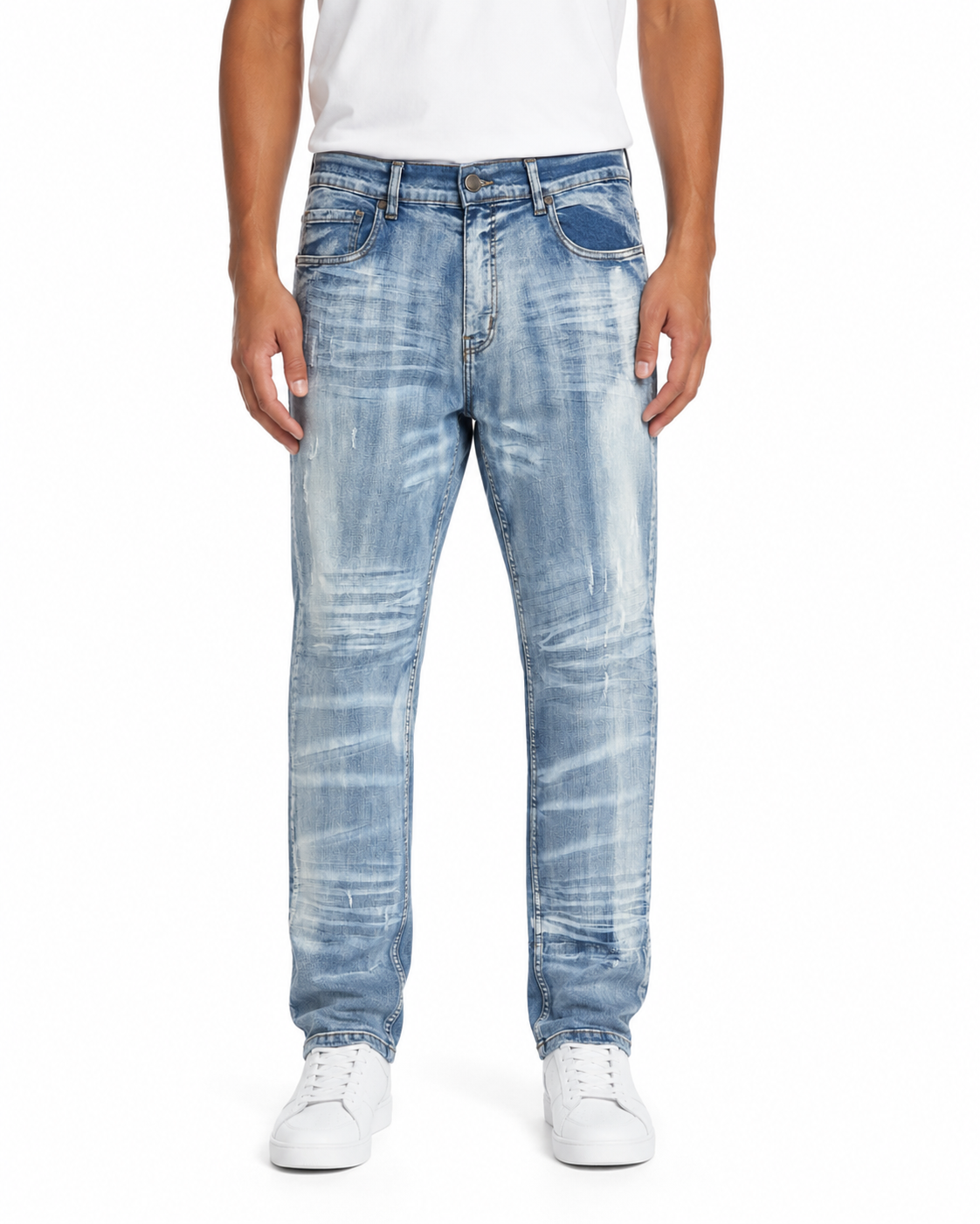 MEN'S FADED STRAIGHT DENIM PANT COLLECTION - ICE BLUE