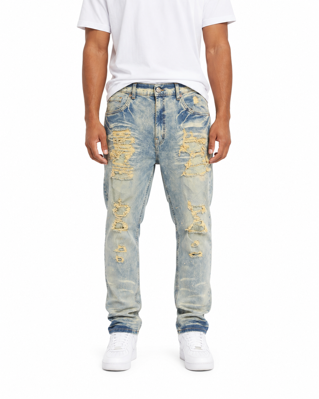 MEN'S CHOPPED RELAXED STRAIGHT DENIM PANT - ICE TINT