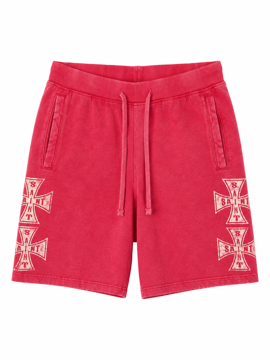 Rebel Minds Saint Cross Washed Shorts – Red