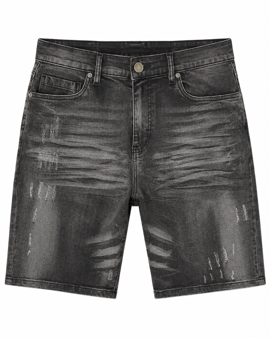 MEN'S FADED DENIM SHORTS COLLECTION - WASH BLK