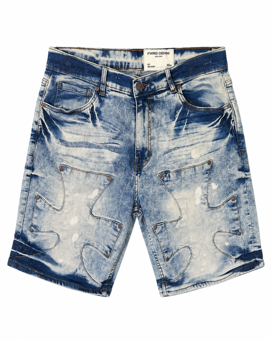 FWRD DENIM Cross-Panel Shorts – Light Tint
