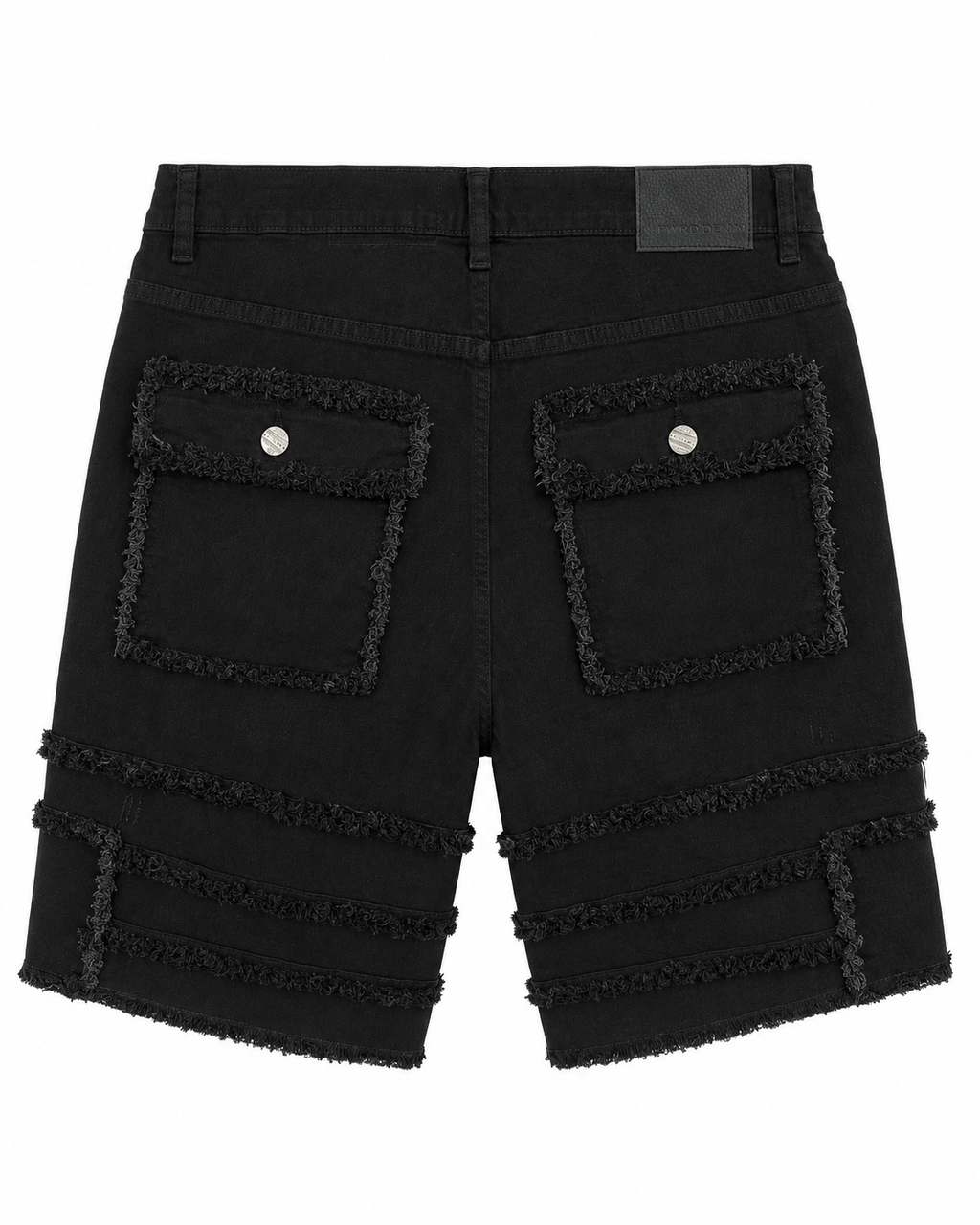 MEN'S PATCHWORK DENIM SHORTS - JET BLACK