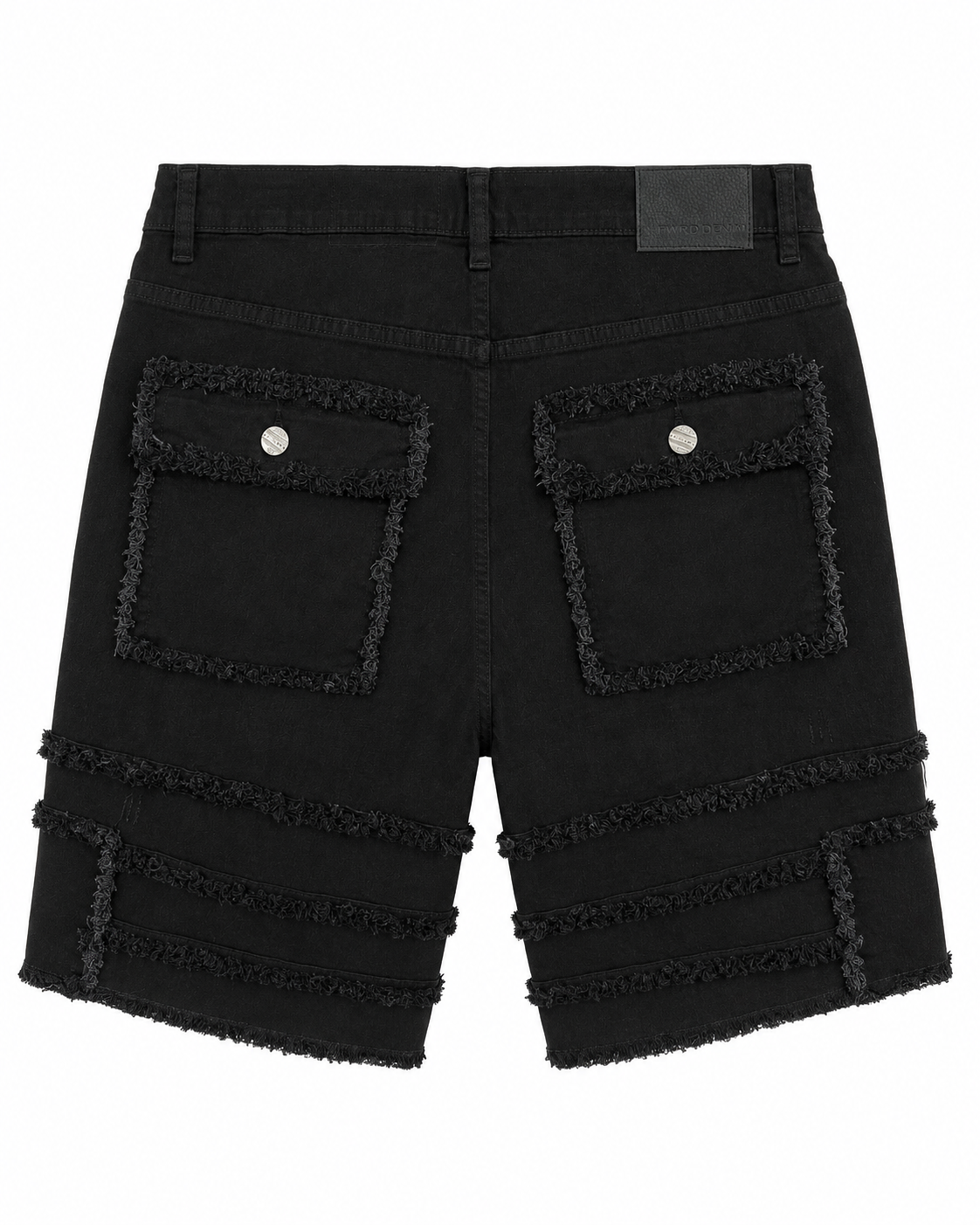MEN'S PATCHWORK DENIM SHORTS - JET BLACK