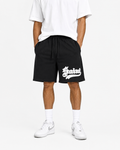 Rebel Minds Saint Embroidered Sweat Shorts – Black