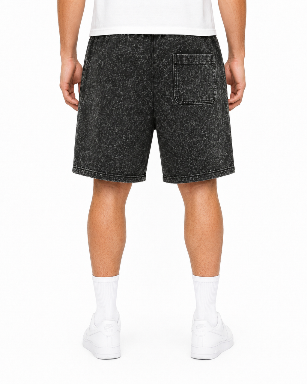 Rebel Minds Spartans Acid-Wash Shorts – Black/Red