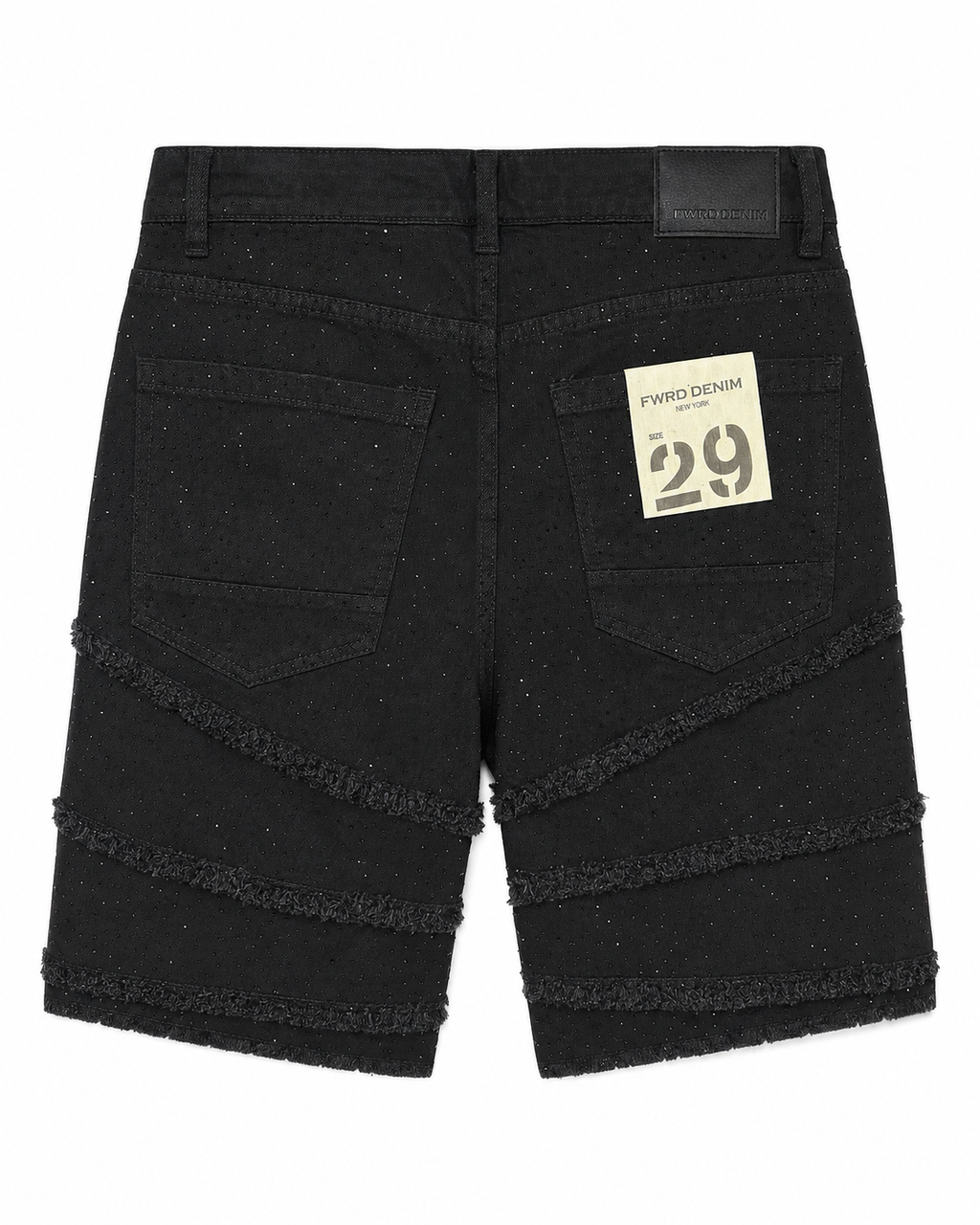 MEN'S FRAY CRYSTAL DENIM SHORTS COLLECTION - JET BLACK